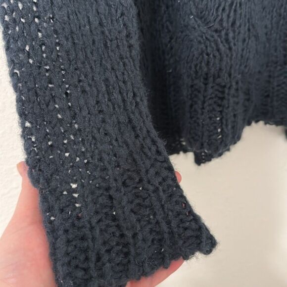 BDG Urban Outfitters Open Knit Wool Sweater Hooded Medium Boho Beachy Coast - Picture 4 of 10